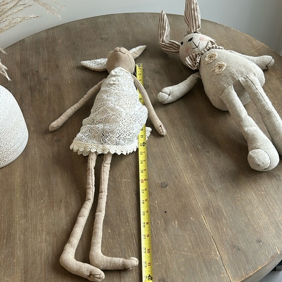 Tall Stuffed Bunny Plush Rabbits Shelf Sitting Easter Decor Set of 2 - Picture 10 of 14